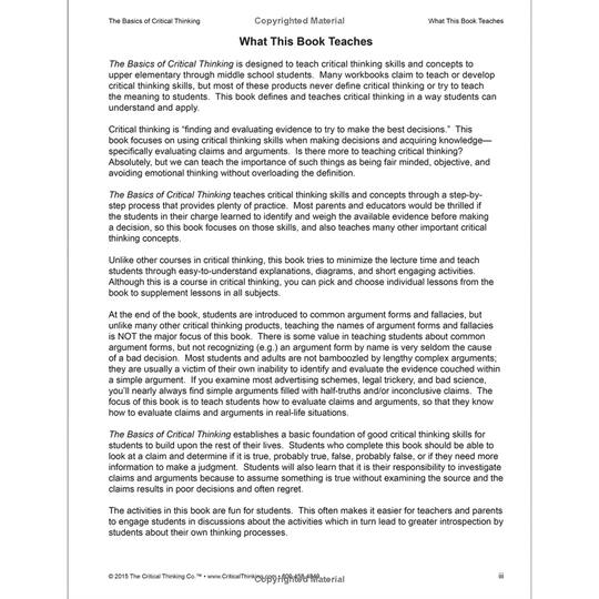 The Critical Thinking Co.™ The Basics of Critical Thinking